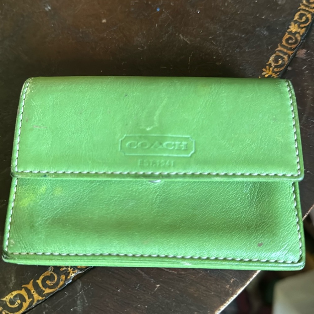 Coach green coin purse